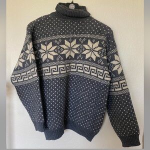 Navy and Cream Patterned Sweater